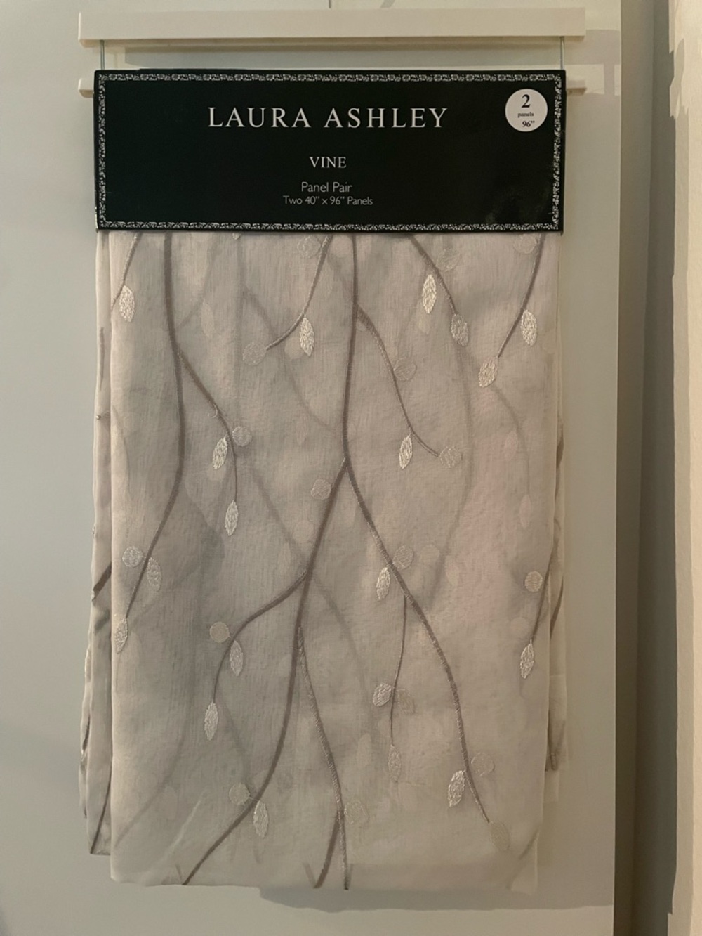 96” Laura Ashley Ivory Sheer Vine Pattern/Curtain Panels new! (2 sets/4 panels)